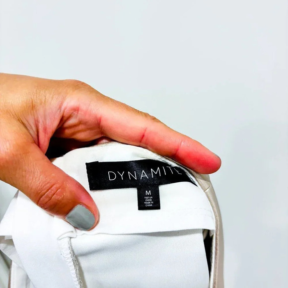 DYNAMITE  Champagne gold metallic faux leather skirt - Picture 7 of 7